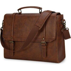 🆕 Men Brown Vintage Leather Laptop Computer Retro Work Business Shoulder Bag